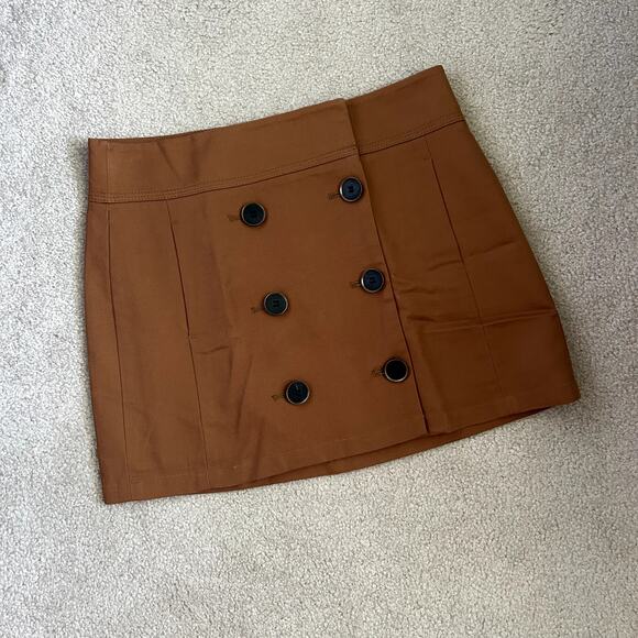 Loft Women´s Brown A-line Bohemian Preppy Western Button Wrap Skirt size 6 - Picture 8 of 11